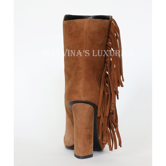 GIUSEPPE ZANOTTI BOOTS ALABAMA ANKLE BOOTIES FRINGE SUEDE LEATHER - Picture 12 of 14